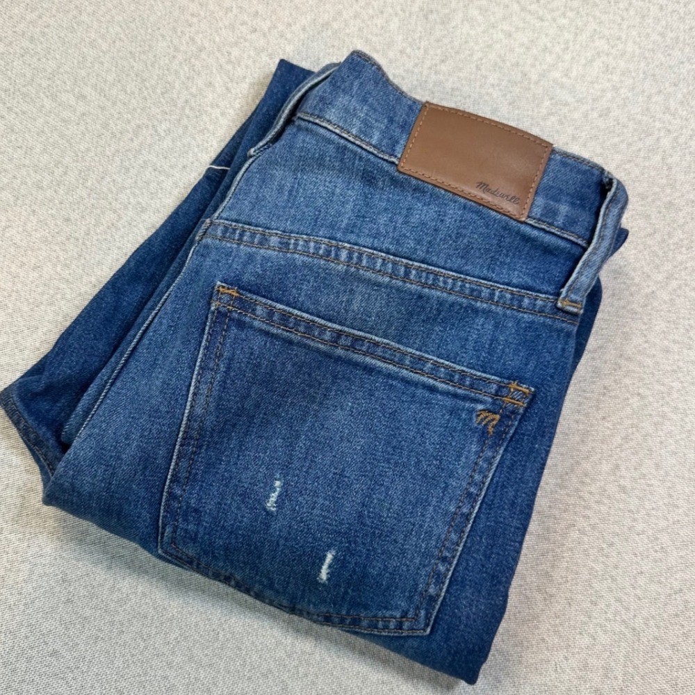 Madewell The Perfect Vintage Crop Jean Womens 24 Blue Cotton Straight Raw Hem